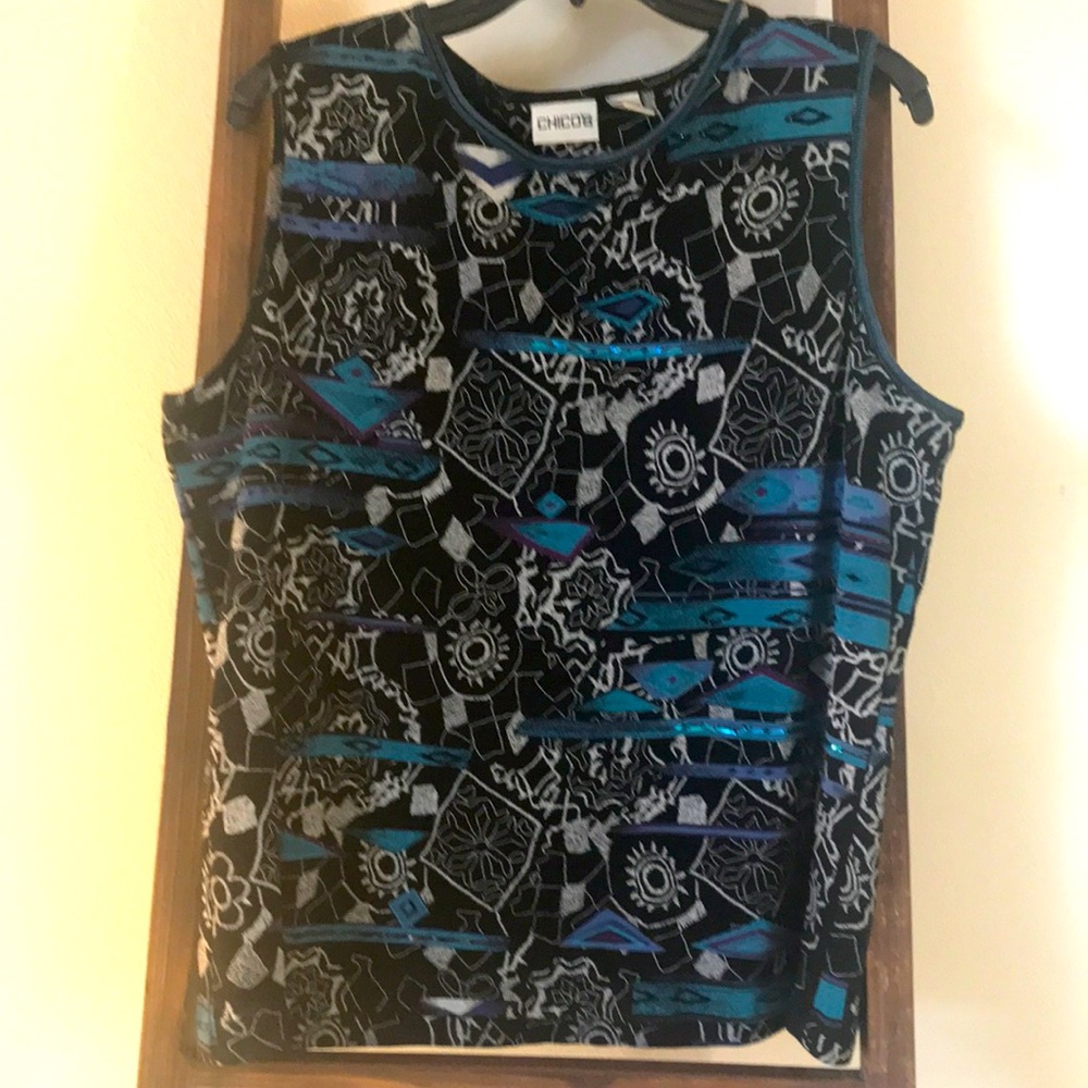 Knit Shell Sweater with Mosaic Design